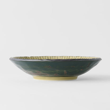 Pasta Bowl Open 24cm Green Converging Line Glaze - Image 3