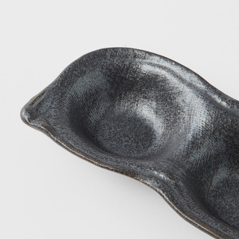 Edamame Triple Pod Dish 200ml Black Glaze - Image 2