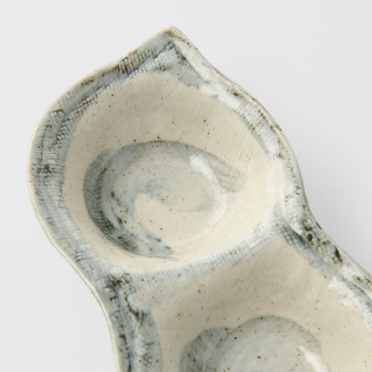 Edamame Triple Pod Dish 200ml Blue White Glaze - Image 3
