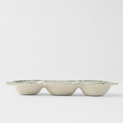 Edamame Triple Pod Dish 200ml Blue White Glaze - Image 4