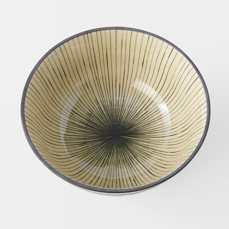 Udon Bowl Fluted 17cm Green Converging Line Glaze - Image 3