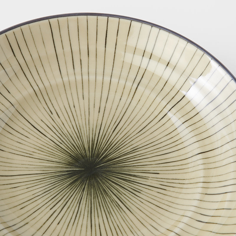 Pasta Bowl Flat Based 23cm Green Converging Line Glaze - Image 2
