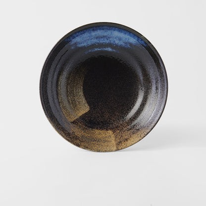 Pasta Bowl Flat 23cm Gold Brushstroke Glaze - Image 4