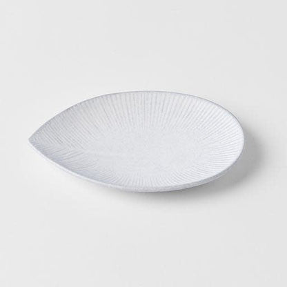 Plate Oval 13.5cm Snow Leaf Glaze