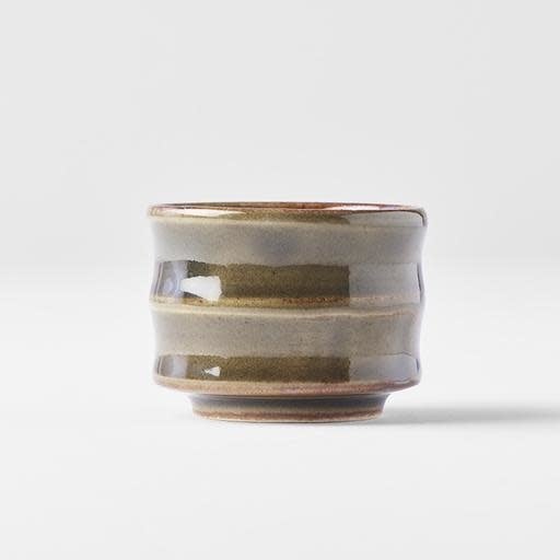 Sake Cup Cylindrical Line 40ml Oribe Green Glaze - Image 3