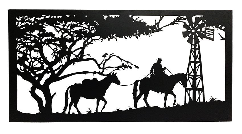 Horse Rectangle Wall Art Black 61cm