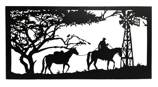 Horse Rectangle Wall Art Black 61cm