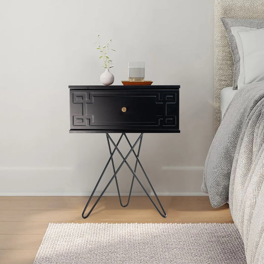 Susie (Pattern) Bedside Table Black 61cm - Image 2