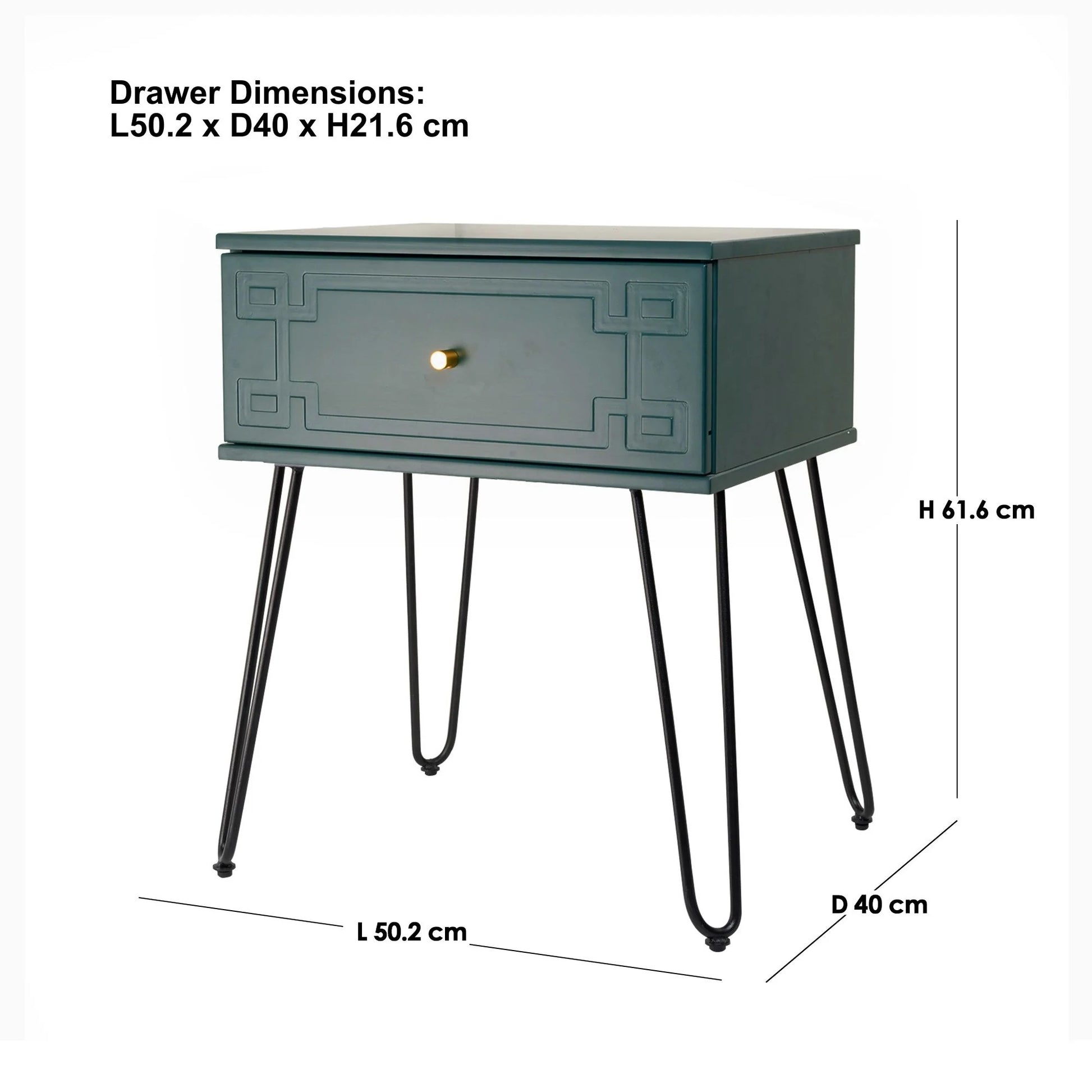 Ashe (Pattern) Bedside Table Imperial Green 61cm - Image 3