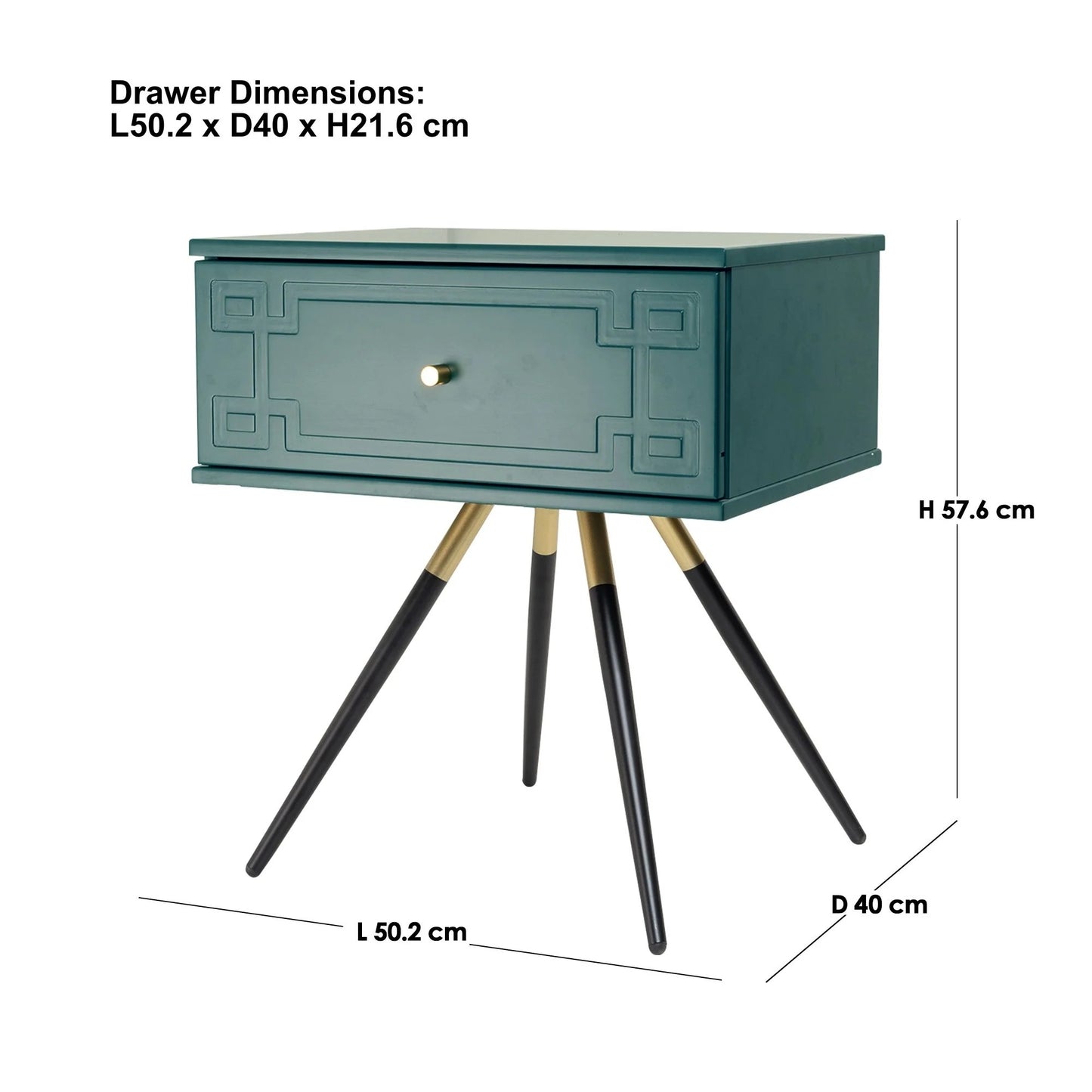 Athena (Pattern) Bedside Table Imperial Green 57cm - Image 2