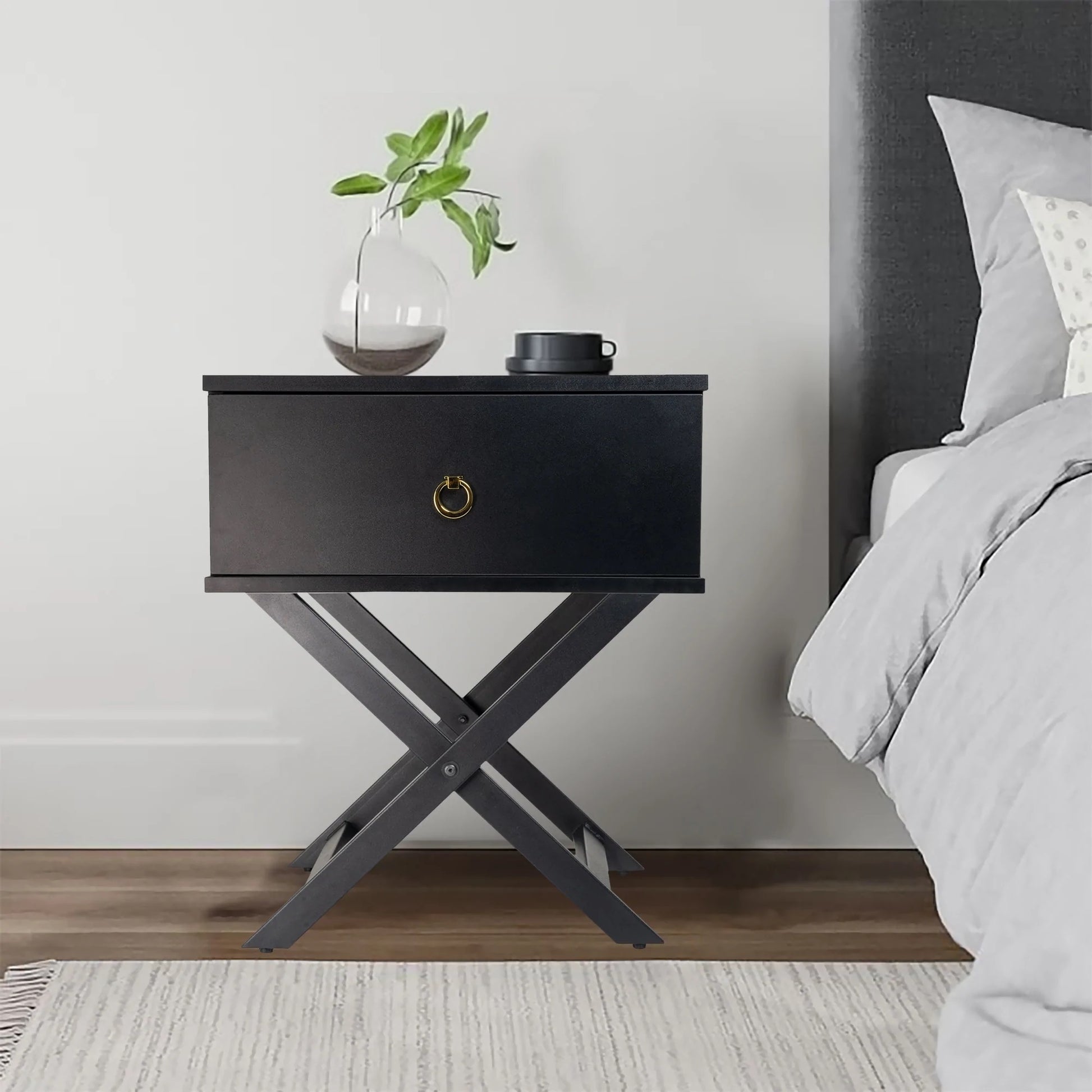 Minya (Combo) Bedside Table Black 58cm - Image 3