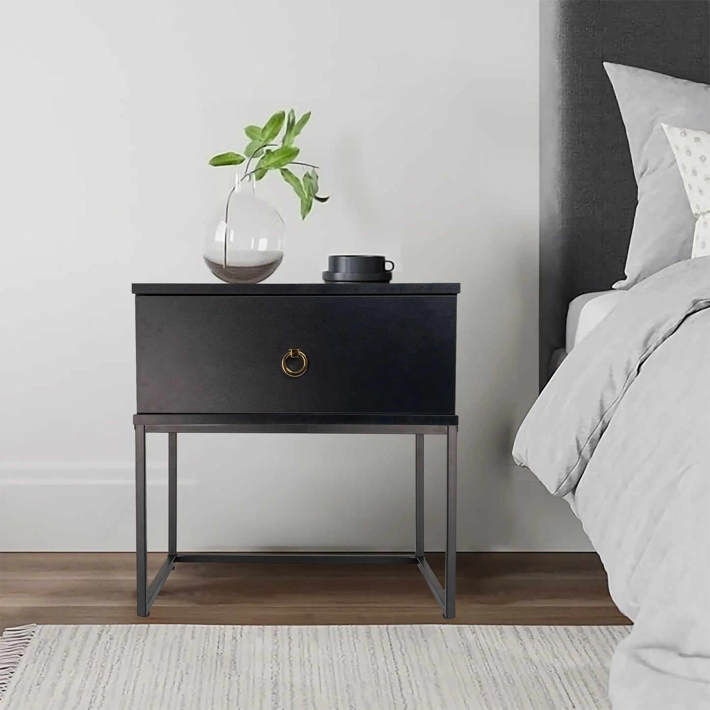 Morena (Combo) Bedside Table Black 50cm - Image 2