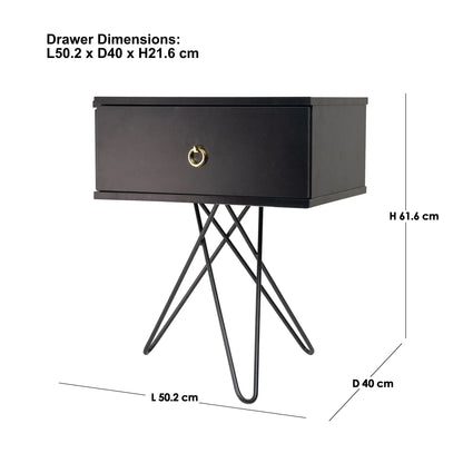 Susie (Combo) Bedside Table Black 61cm - Image 3