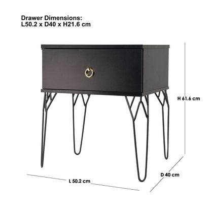 Kyra (Combo) Bedside Table Black 61cm - Image 2