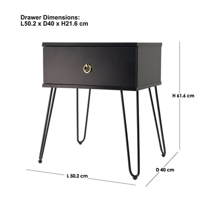 Ashe (Combo) Bedside Table Black 61cm - Image 5