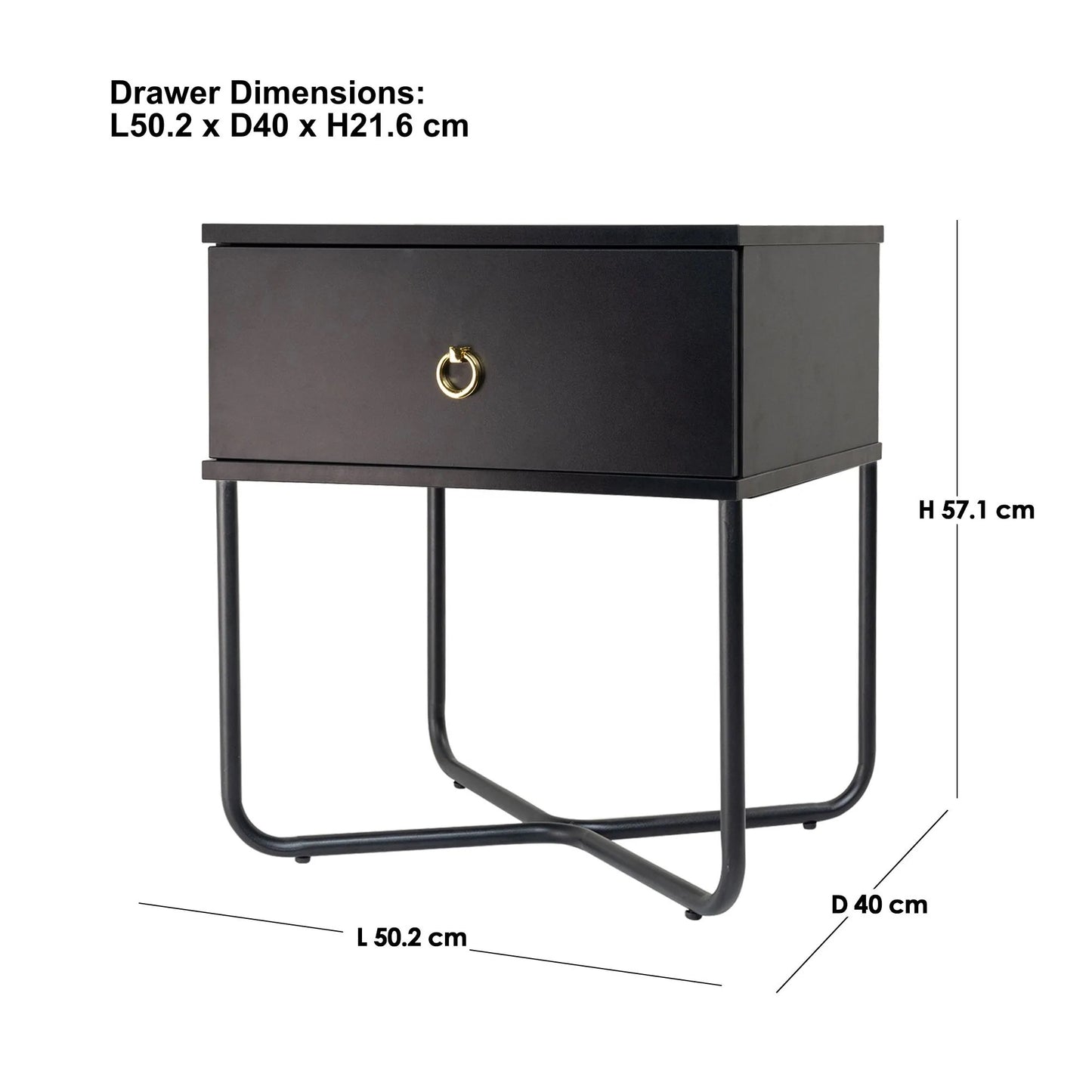Marcus (Combo) Bedside Table Black 57cm - Image 2