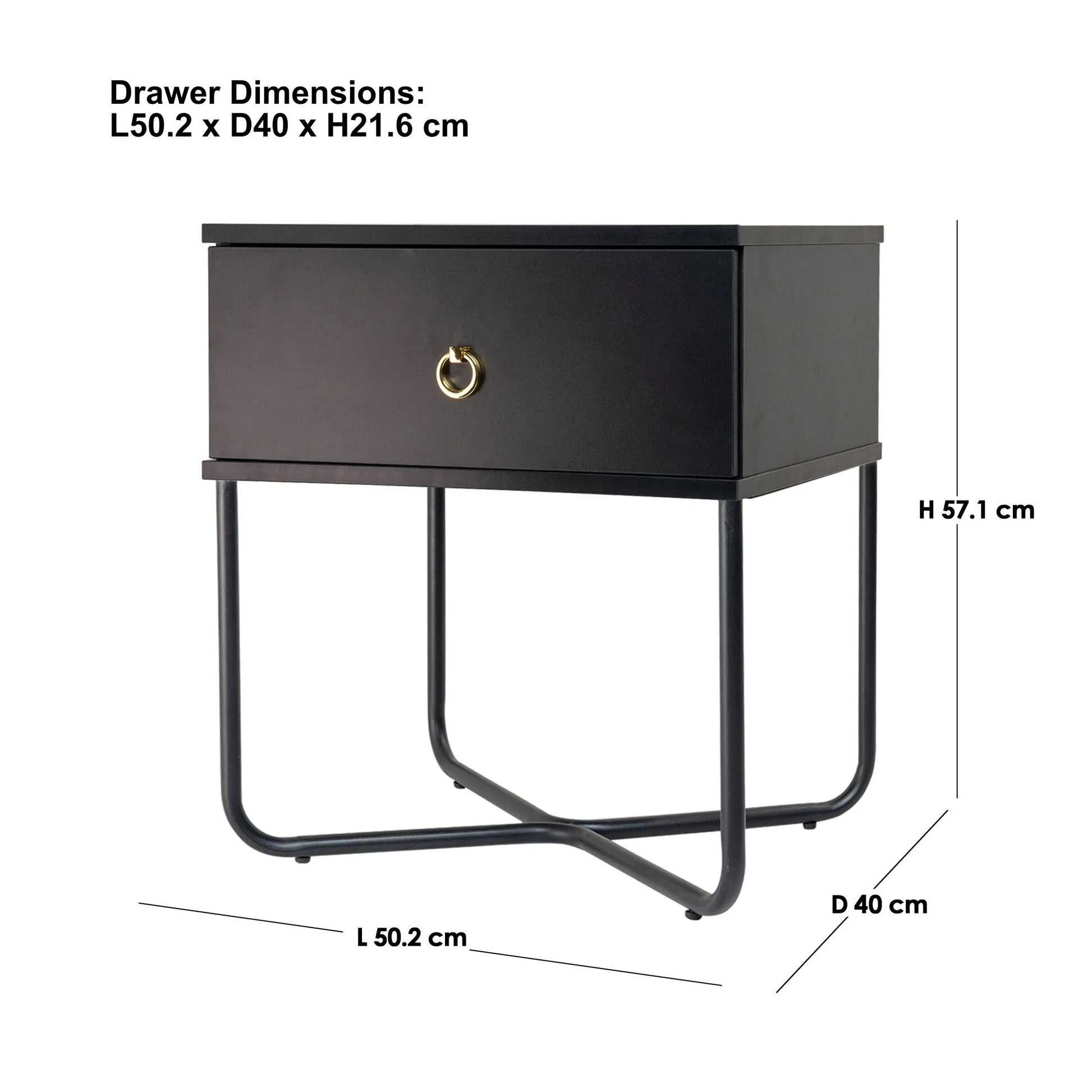Marcus (Combo) Bedside Table Black 57cm - Image 2
