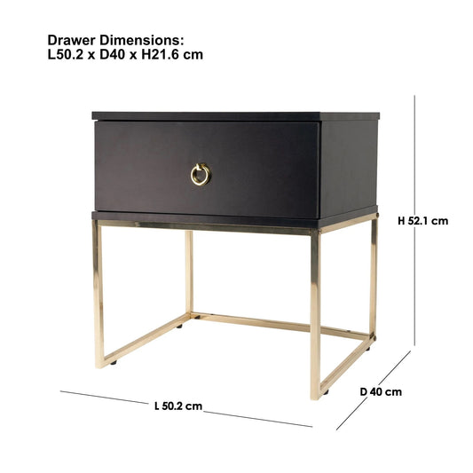 Mode (Combo) Bedside Table Black 50cm - Image 2