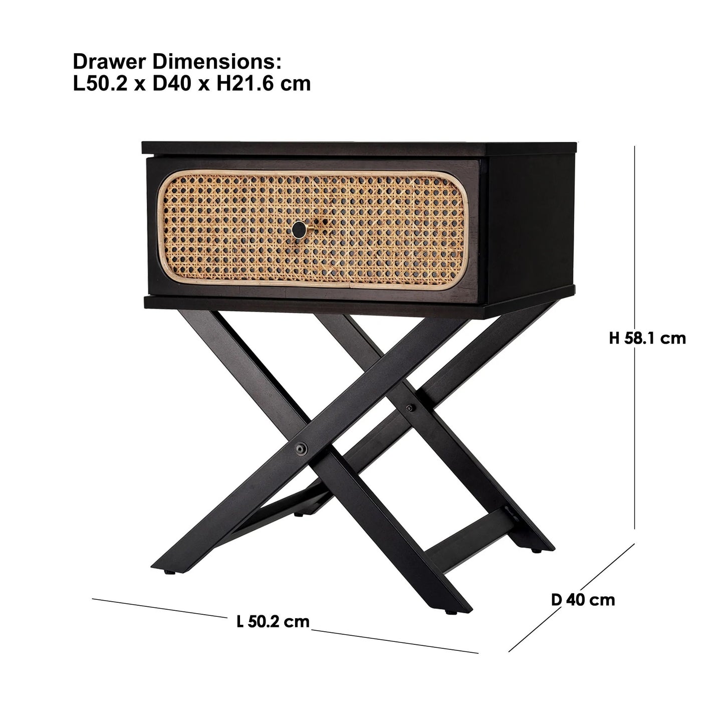 Minya (Rattan) Bedside Table Black 58cm - Image 3