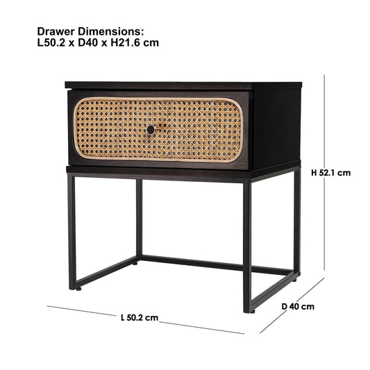 Morena (Rattan) Bedside Table Black 50cm - Image 2