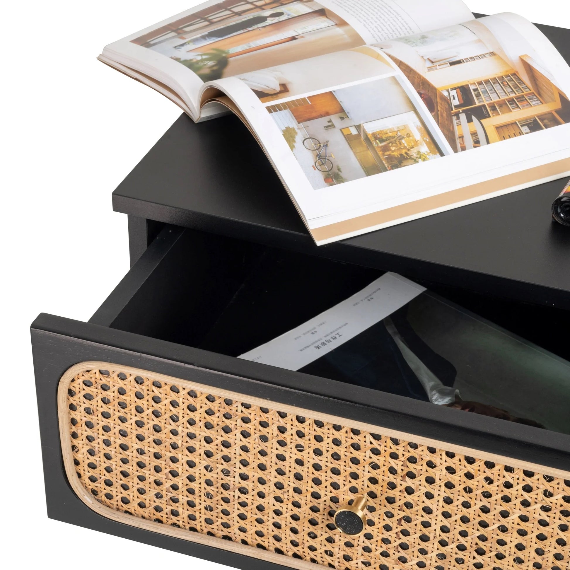 Susie (Rattan) Bedside Table Black 61cm - Image 5