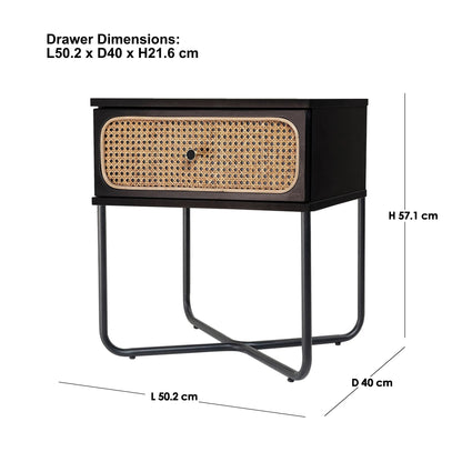 Marcus (Rattan) Bedside Table Black 57cm - Image 3