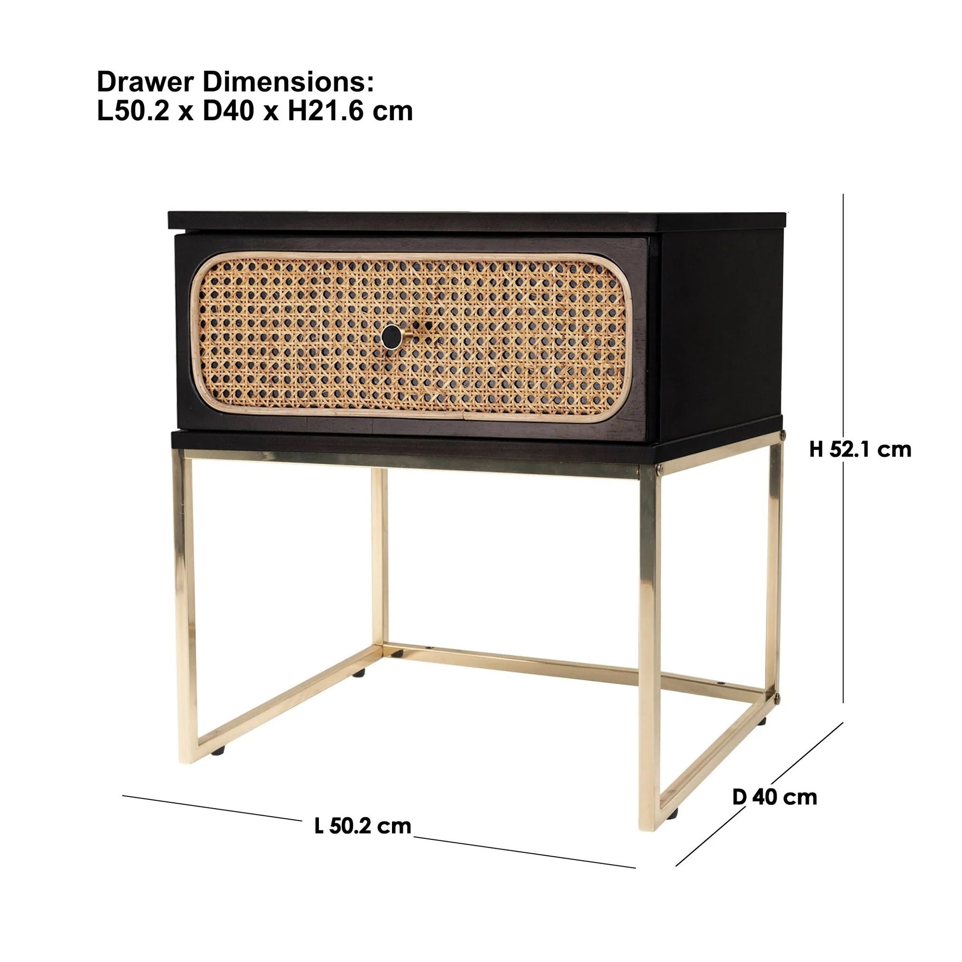 Mode (Rattan) Bedside Table Black 50cm - Image 4