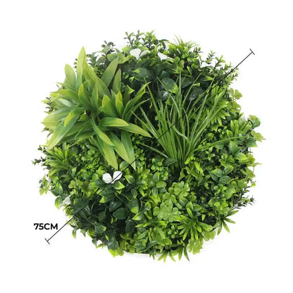 Flowering White Artificial Green Wall Disc UV Resistant 75cm (White Frame) - Image 3