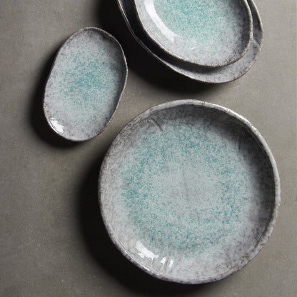 Plate Oval 30cm Aqua Splash Glaze - Image 4