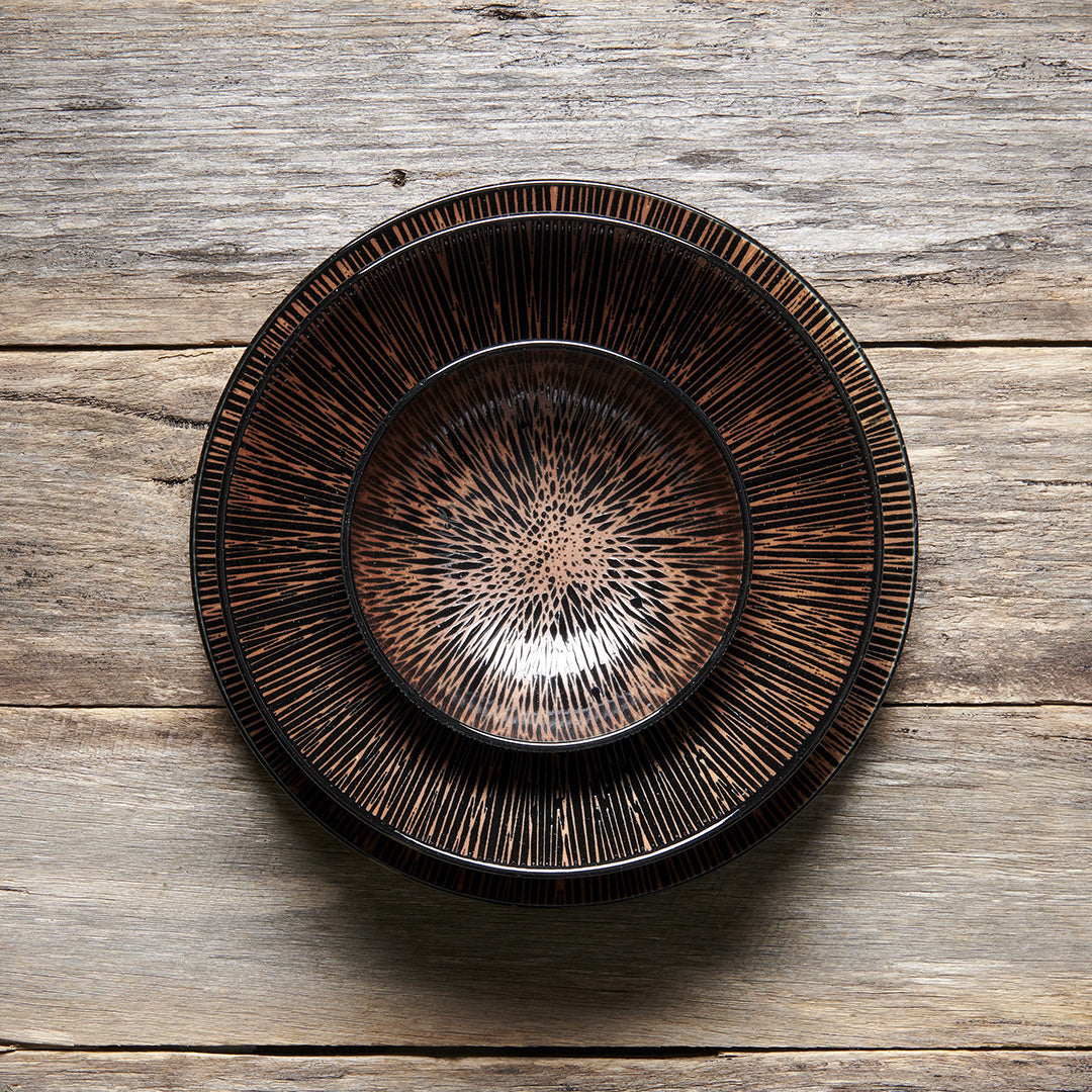 Plate 28cm Bronze Converging Line Glaze - Image 4