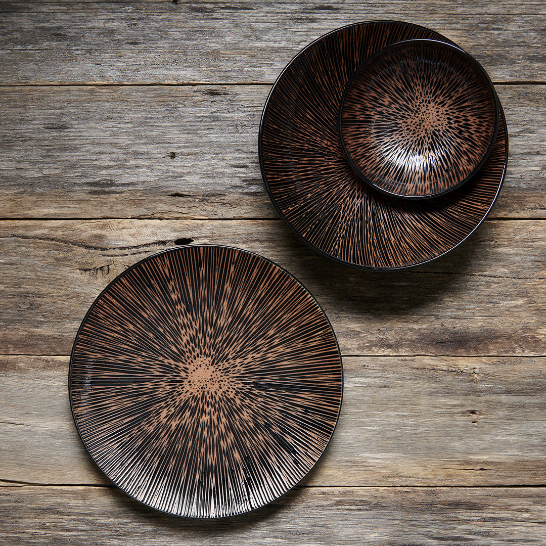Plate 28cm Bronze Converging Line Glaze - Image 5