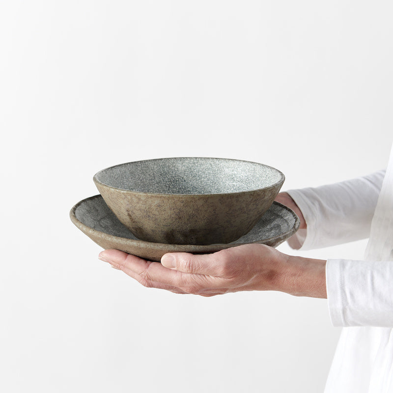 Plate High Rim 22cm Crazed Grey Glaze - Image 5
