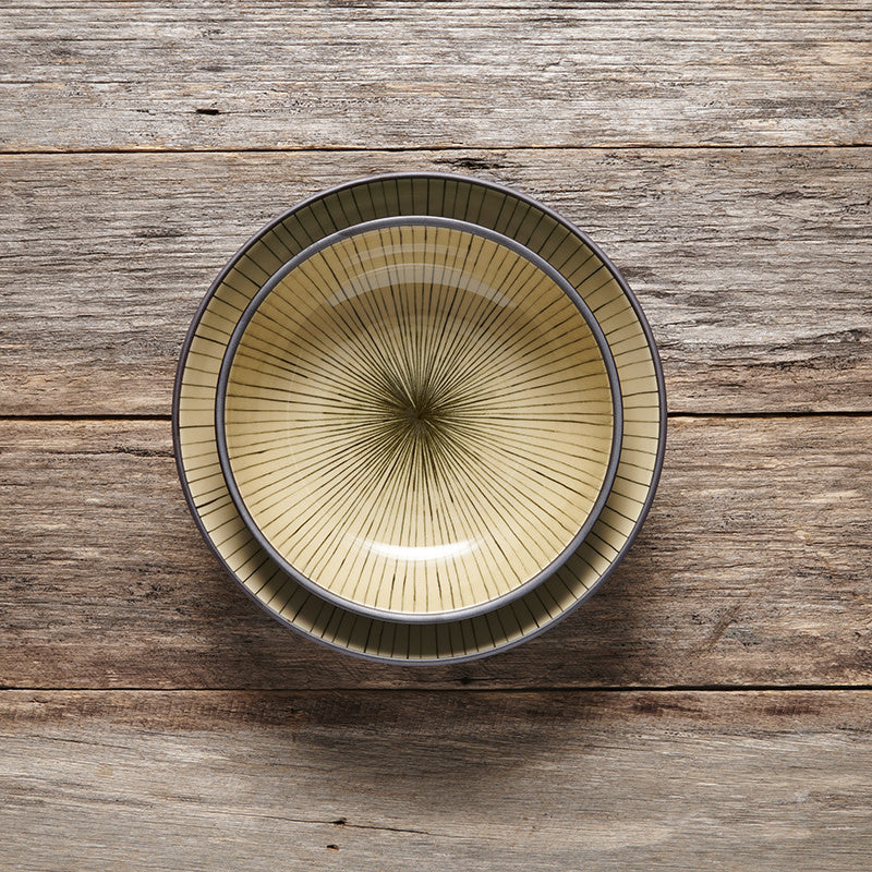 Udon Bowl Fluted 17cm Green Converging Line Glaze - Image 5