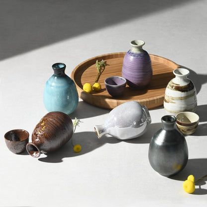 Sake Cup 40ml Black&Blue Drip Glaze - Image 3