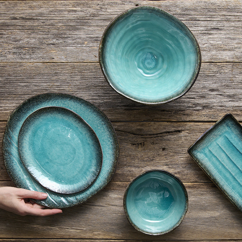 Serving Platter 42cm Sky Blue Glaze - Image 4