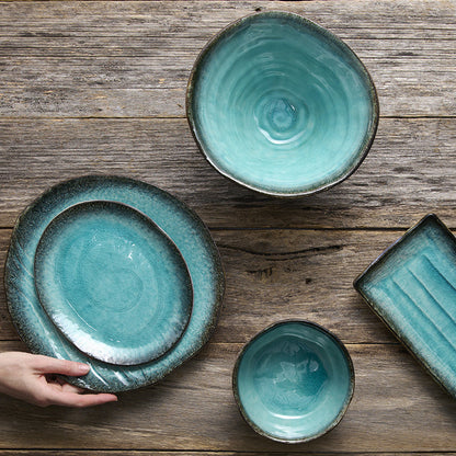 Serving Platter 42cm Sky Blue Glaze - Image 4