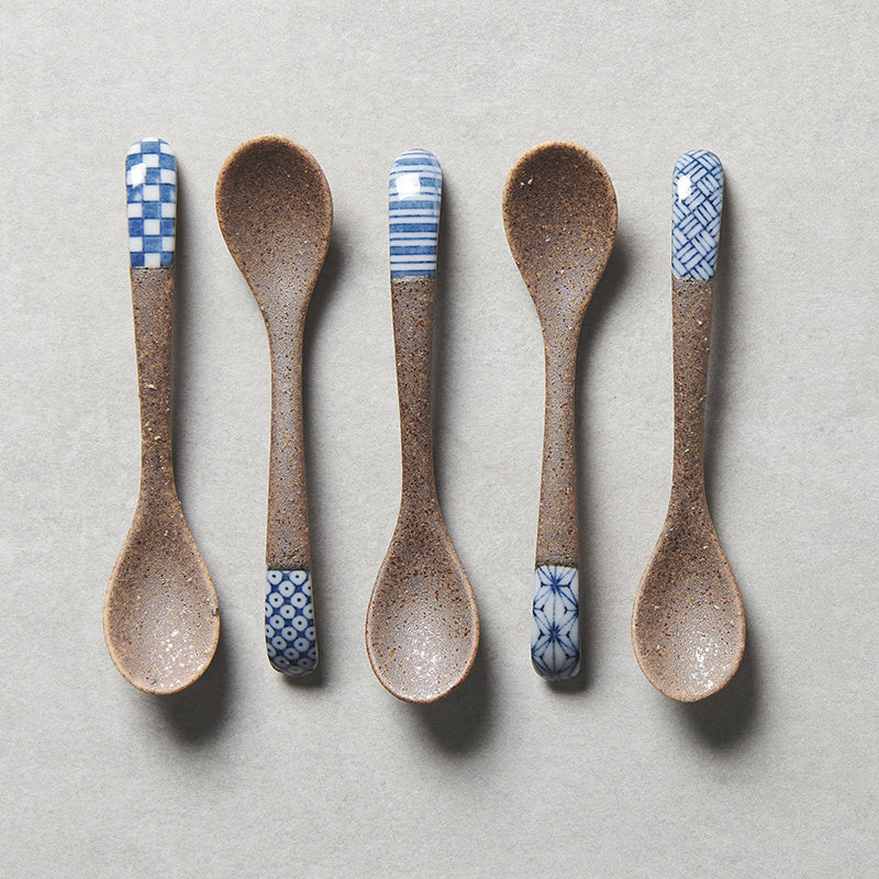Spoon Small Bisque Indigo Checkerboard - Image 5