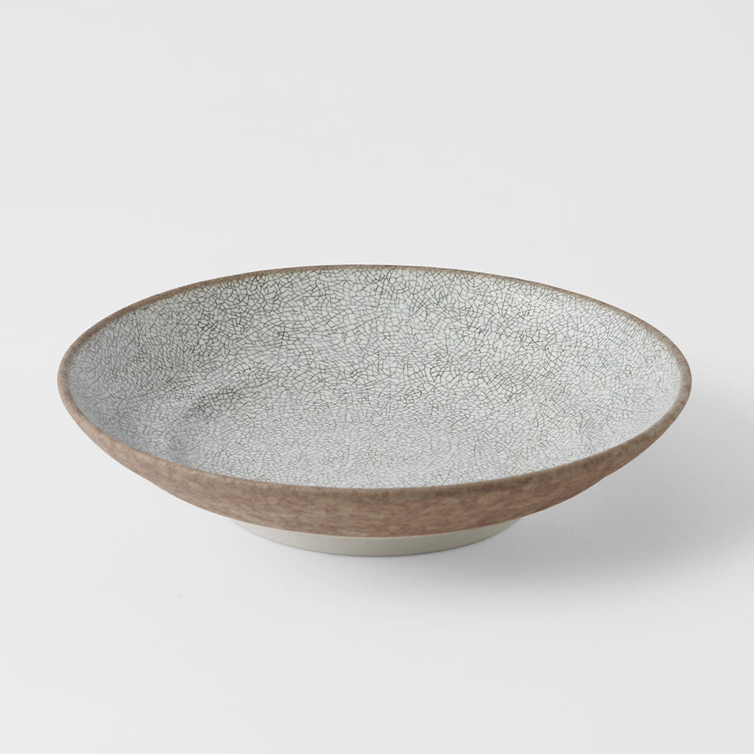 Pasta Bowl Flat 23cm Crazed Grey Glaze