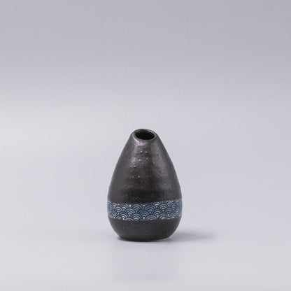 Vase Pinecone 10H Black Wave Design - Image 2