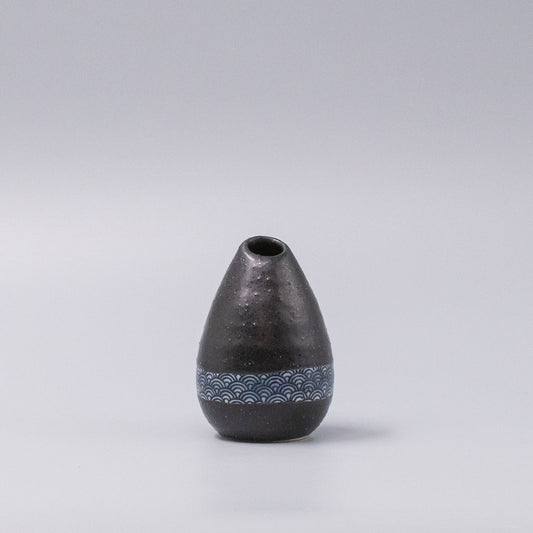 Vase Pinecone 10H Black Wave Design - Image 2