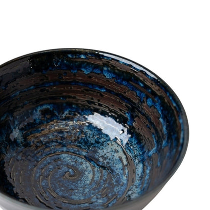 Udon Bowl Fluted 17cm Copper Swirl Glaze - Image 3