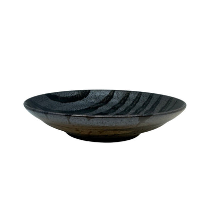 Pasta Bowl Flat 23cm Black Stripes On Gunmetal Glaze - Image 3