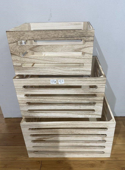 Set 3 Natural Wood Crates 40cm - Image 2
